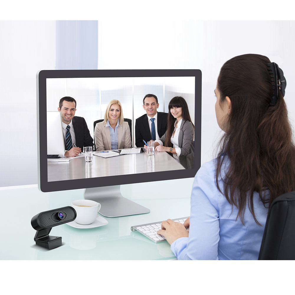 USB Webcam mit Mikrofon und Befestigungsclip Full HD 1080P Computer Kamera PC Home-Office 30fps 1,7m Kabel