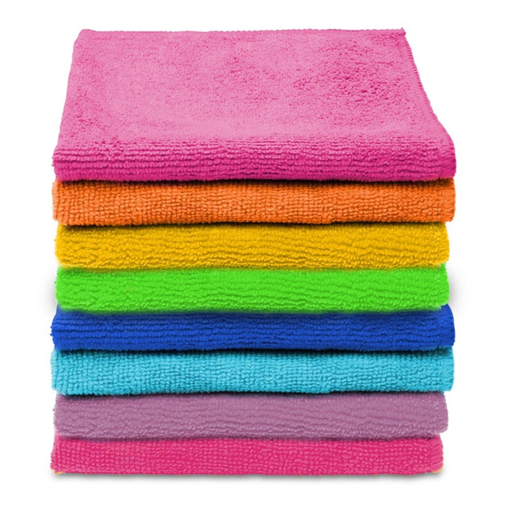 Ein Satz von 8 Tüchern Vileda Microfiber Colors Tücher
