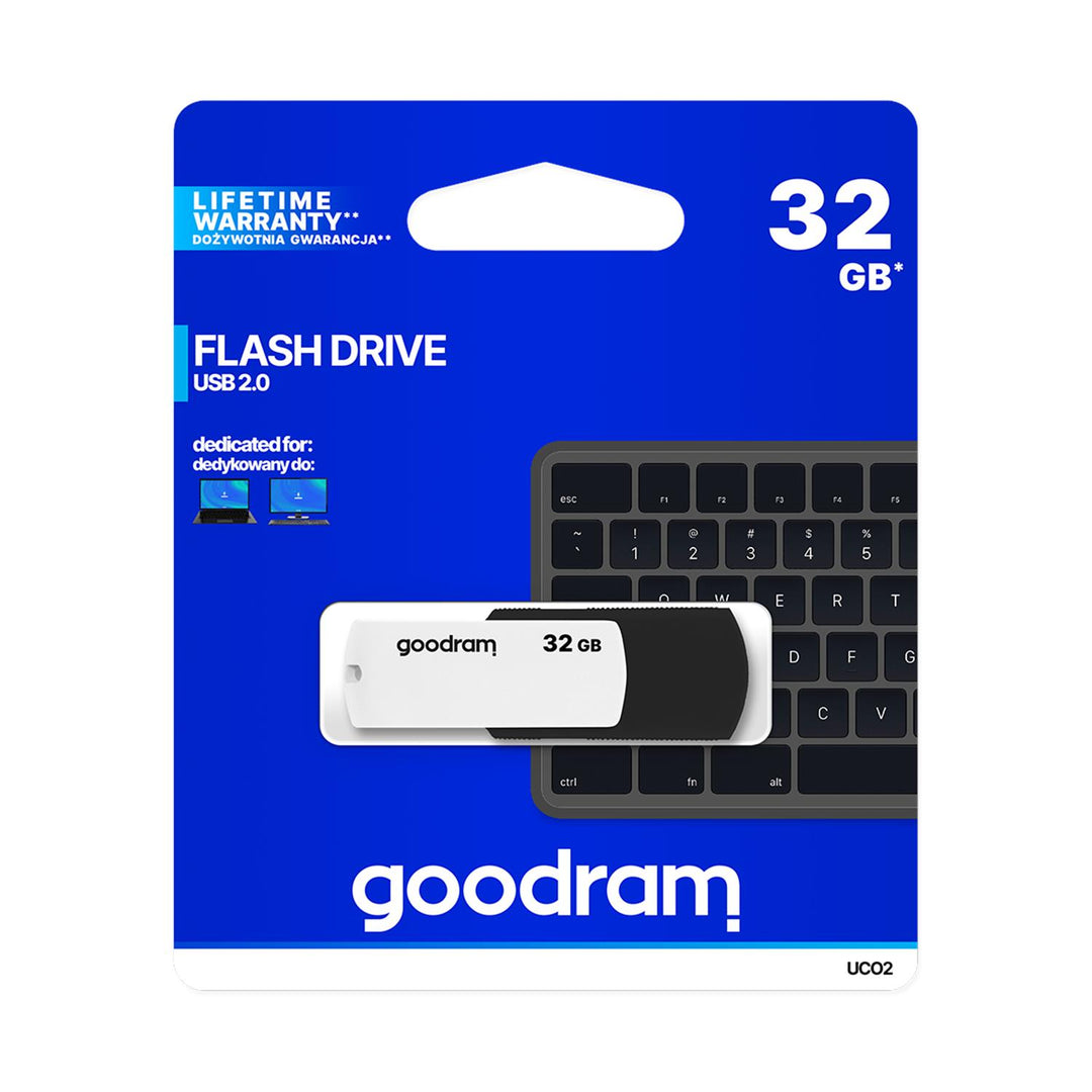 USB 2.0 USB 2.0 Flash-Laufwerk 32GB schwarz-weiß mit Goodram-Drehverschluss