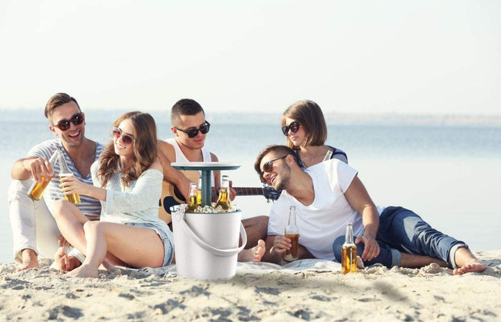 Cooler Kühltisch, ideal für Partys und Grillabende Curver Outdoor Tisch Kühlbox cool bar weiß und blau