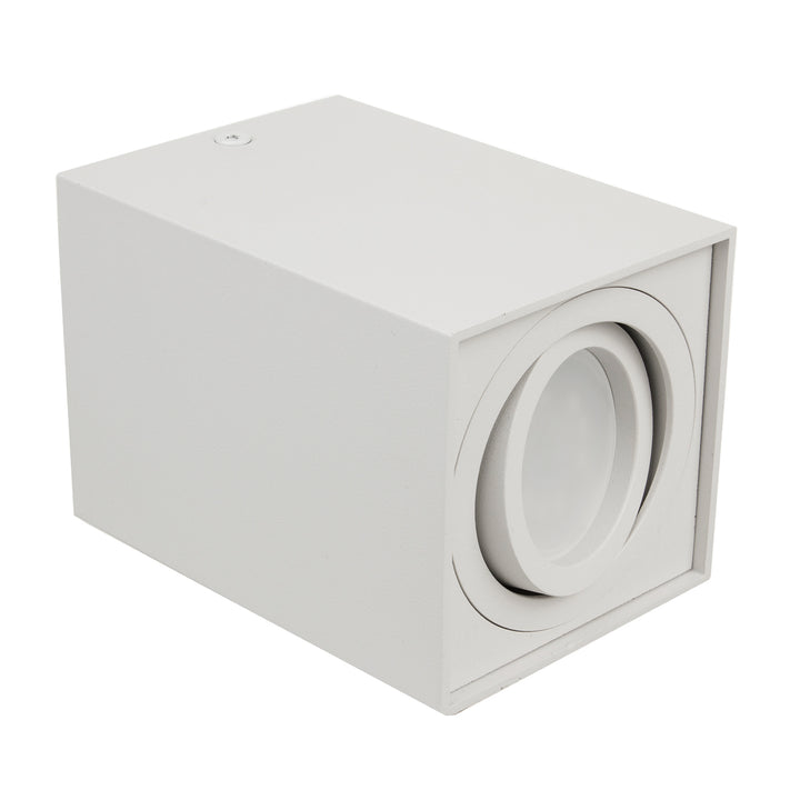 Deckenaufbauleuchte mit GU10 Fassung für LED & Halogen Leuchtmittel bis 40W Aufputz Schwenkbar Aluminium (Weiß, Eckig)