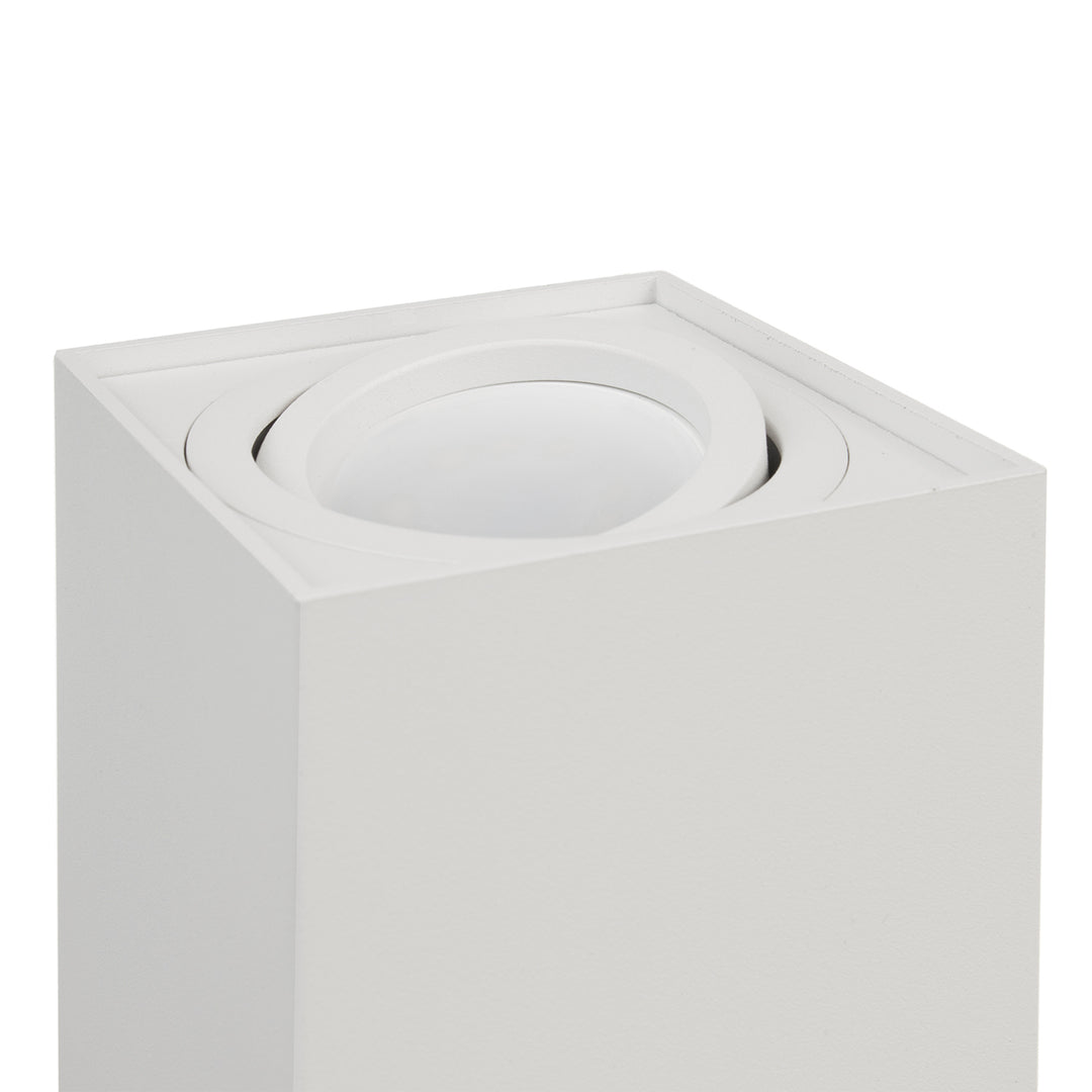 Deckenaufbauleuchte mit GU10 Fassung für LED & Halogen Leuchtmittel bis 40W Aufputz Schwenkbar Aluminium (Weiß, Eckig)