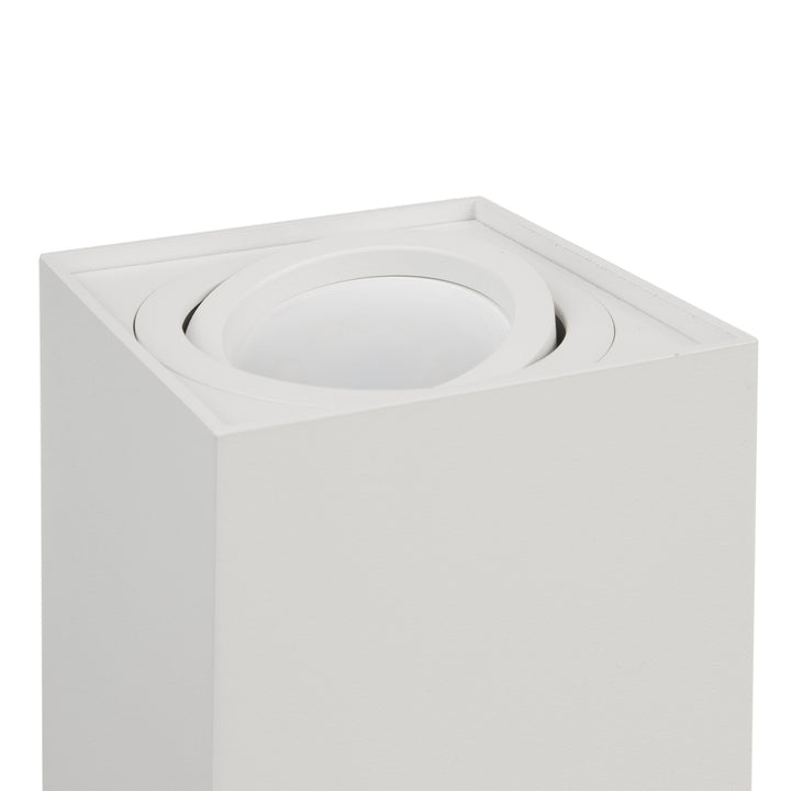 Deckenaufbauleuchte mit GU10 Fassung für LED & Halogen Leuchtmittel bis 40W Aufputz Schwenkbar Aluminium (Weiß, Eckig)
