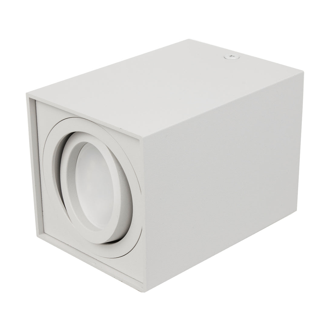 Deckenaufbauleuchte mit GU10 Fassung für LED & Halogen Leuchtmittel bis 40W Aufputz Schwenkbar Aluminium (Weiß, Eckig)