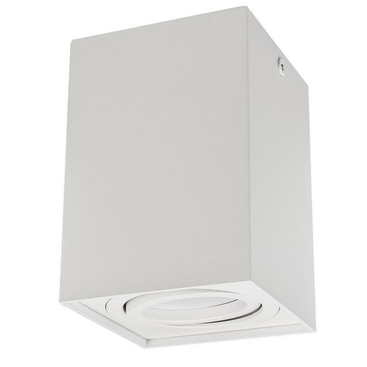 Deckenaufbauleuchte mit GU10 Fassung für LED & Halogen Leuchtmittel bis 40W Aufputz Schwenkbar Aluminium (Weiß, Eckig)