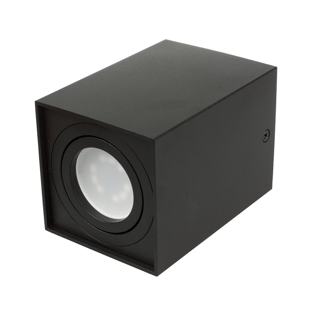 Deckenaufbauleuchte mit GU10 Fassung für LED & Halogen Leuchtmittel bis 40W Aufputz Schwenkbar Aluminium (Schwarz, Eckig)