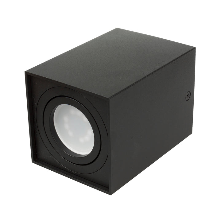 Deckenaufbauleuchte mit GU10 Fassung für LED & Halogen Leuchtmittel bis 40W Aufputz Schwenkbar Aluminium (Schwarz, Eckig)
