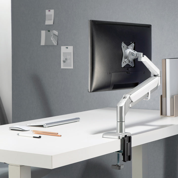 Monitorhalterung mit Gasfeder Tischhalterung Monitorarm Schwenkbar Neigbar Drehbar 13"-32" bis 9kg VESA 75x75 100x100 (Grau)