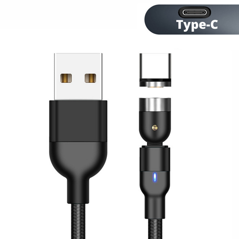 Magnetisches USB-C-Kabel 1 m, abgewinkelt, Maclean Energy MCE474, schwarz, unterstützt Fast Charging 9 V/2 A, 5 V/3 A, Nylonummantelung