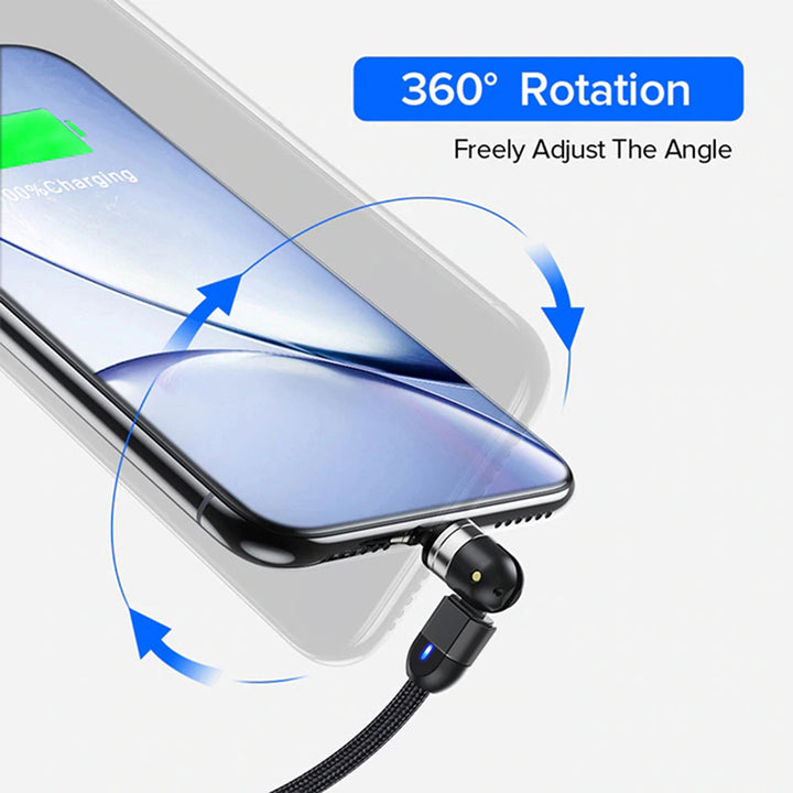 Magnetisches USB-C-Kabel 1 m, abgewinkelt, Maclean Energy MCE474, schwarz, unterstützt Fast Charging 9 V/2 A, 5 V/3 A, Nylonummantelung