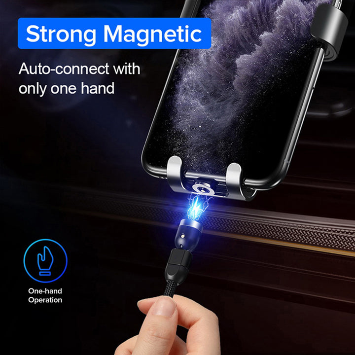 Magnetisches USB-C-Kabel 1 m, abgewinkelt, Maclean Energy MCE474, schwarz, unterstützt Fast Charging 9 V/2 A, 5 V/3 A, Nylonummantelung