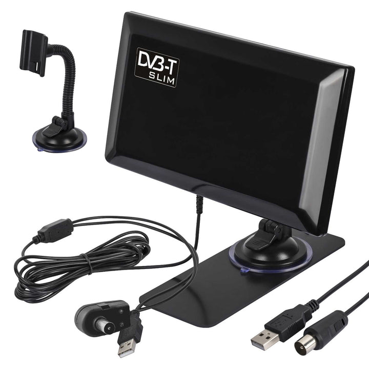 Aktive Zimmerantenne DVB-T DVB-T2 Verstärkerantenne Antenne mit Verstärker Saugnapf Halterung USB 5V …