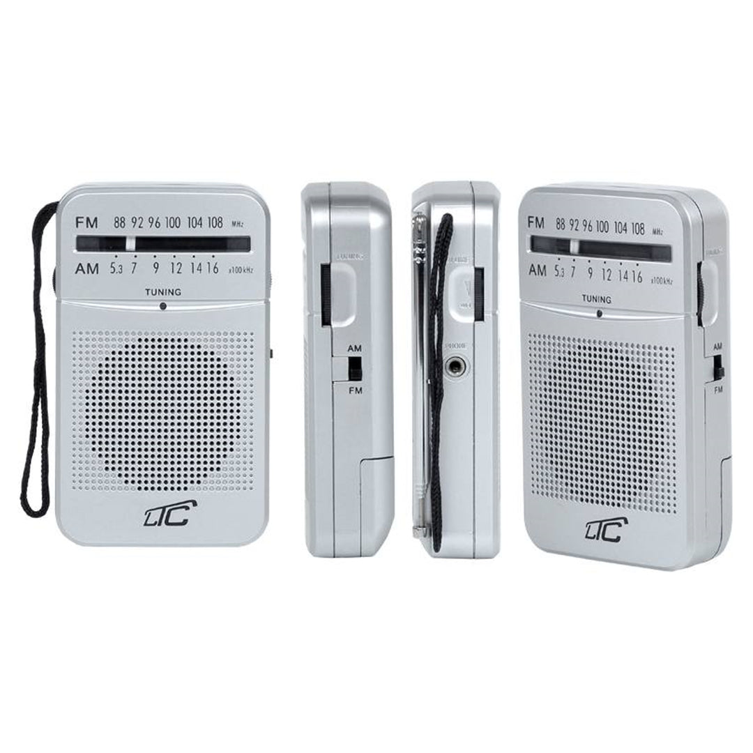 Lega Taschenradio Tragbares Radio AM/FM Batteriebetrieb Kopfhöreranschluss Silber