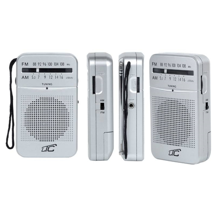 Lega Taschenradio Tragbares Radio AM/FM Batteriebetrieb Kopfhöreranschluss Silber