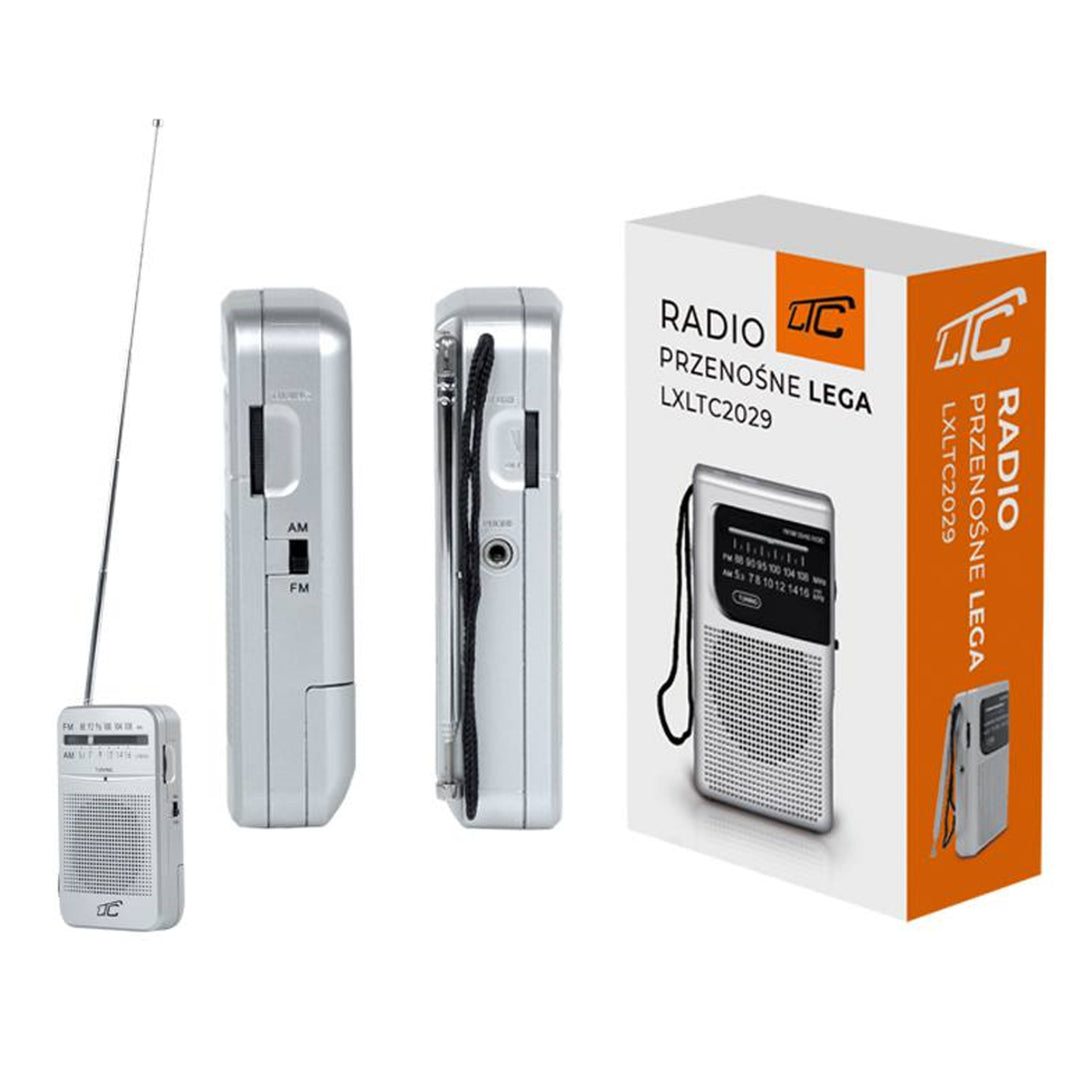 Lega Taschenradio Tragbares Radio AM/FM Batteriebetrieb Kopfhöreranschluss Silber