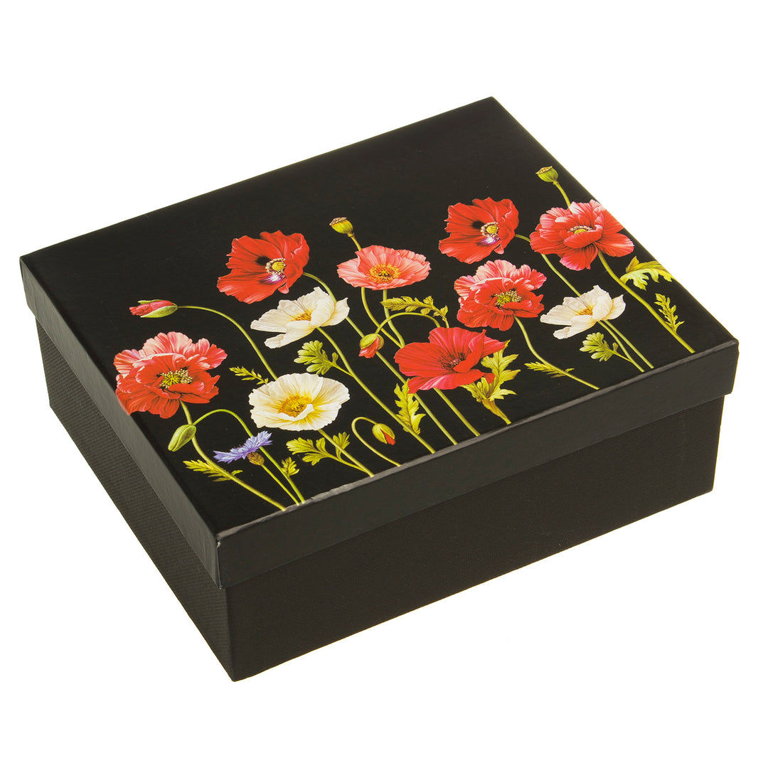 Tassen mit Untertassen und Löffel Mohnblume Geschenkidee