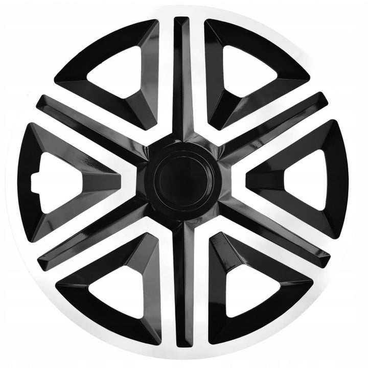 NRM Action 4 x Universal Radzierblenden Radkappen Satz 4er Set Auto KFZ Zoll (Weiß/Schwarz, 16")