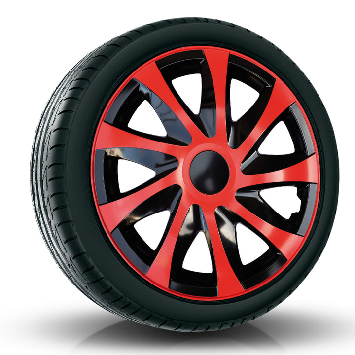 Satz 16" DRACO Radkappen rot/schwarz 4 Stück