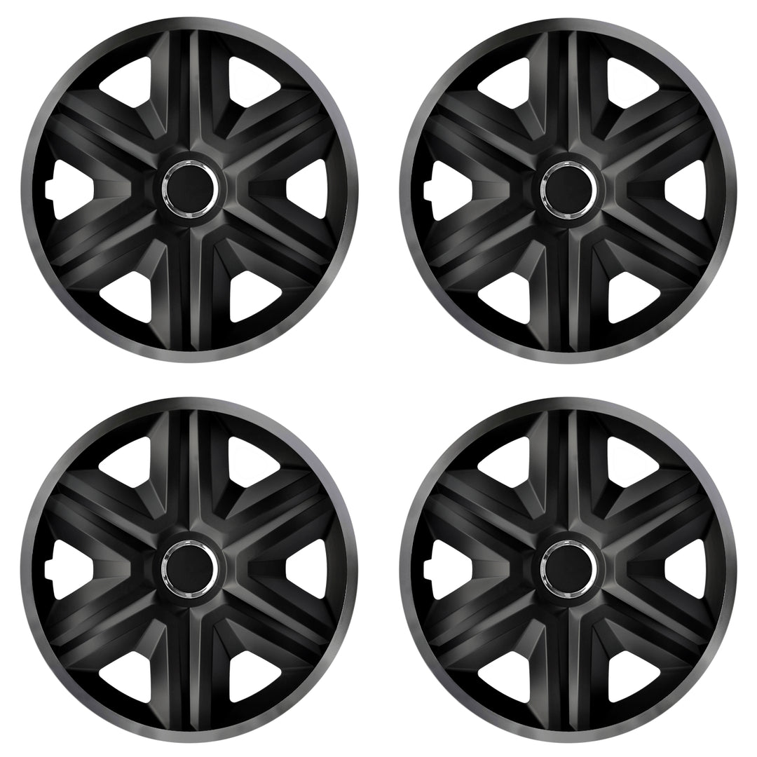 4X Universal Radkappen Radzierblenden Radblenden Auto KFZ 4 Stück (Schwarz/Graphit, 16")