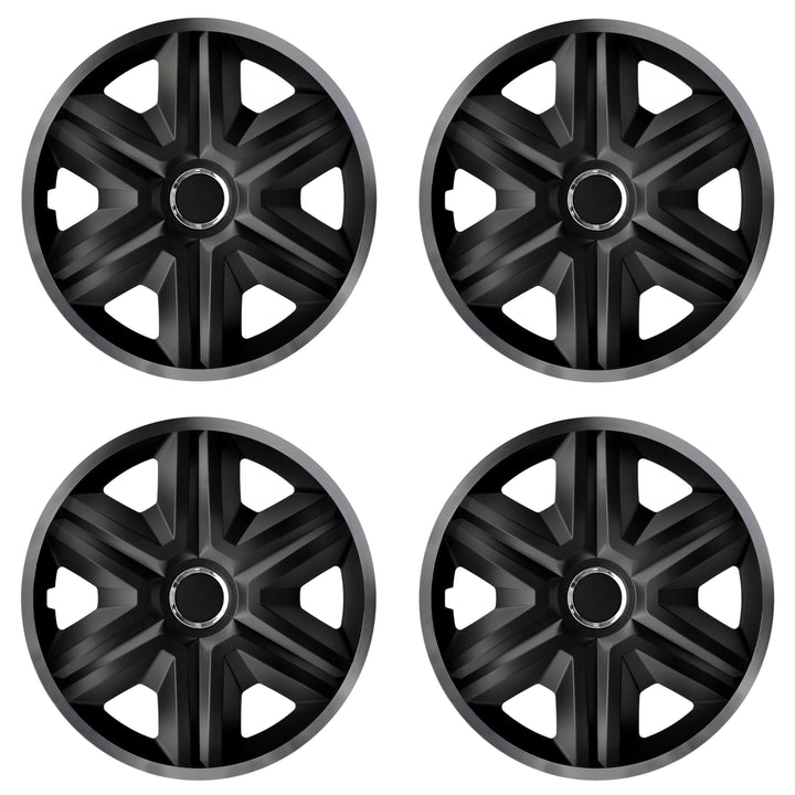 4X Universal Radkappen Radzierblenden Radblenden Auto KFZ 4 Stück (Schwarz/Graphit, 16")
