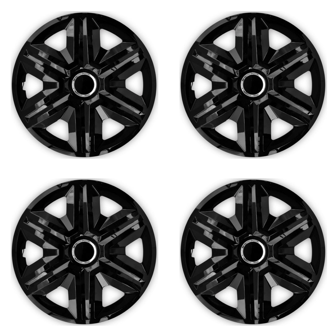4X Universal Radkappen Radzierblenden Radblenden Auto KFZ 4 Stück (Schwarz, 16")