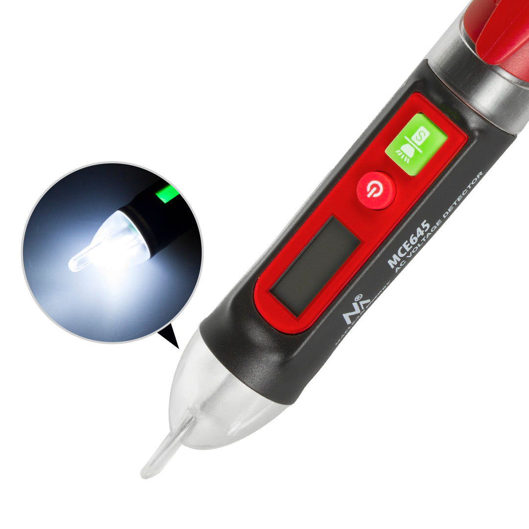 Berührungsloser Spannungsprüfer mit Display und Taschenlampe Einstellbare Empfindlichkeit 12V-1000V/48V-1000V AC Stromprüfer Batteriebetrieben