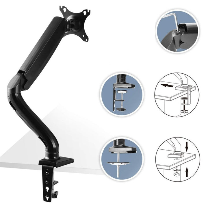 ART RAMM L-17GD 1-Fach Monitorhalterung 10-32" bis 9kg VESA 75x75 100x100 Full Motion Schreibtischhalterung Tischhalterung 2x USB 3.0