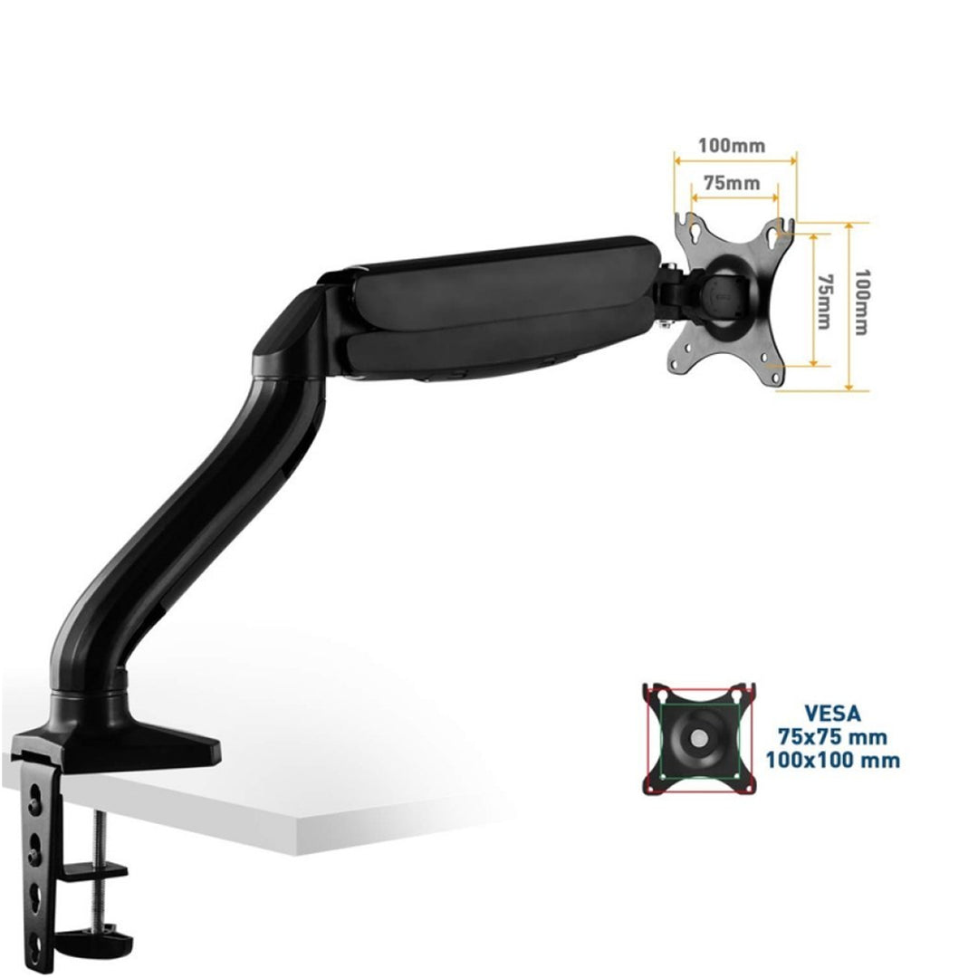 ART RAMM L-17GD 1-Fach Monitorhalterung 10-32" bis 9kg VESA 75x75 100x100 Full Motion Schreibtischhalterung Tischhalterung 2x USB 3.0