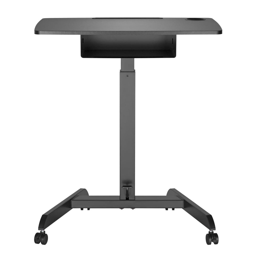 Höhenverstellbarer Laptoptisch mit Rollen und mit Einer Schublade Sitz-steh-Schreibtisch Höhenverstellbar bis max. 113cm max. 8kg (Schwarz)
