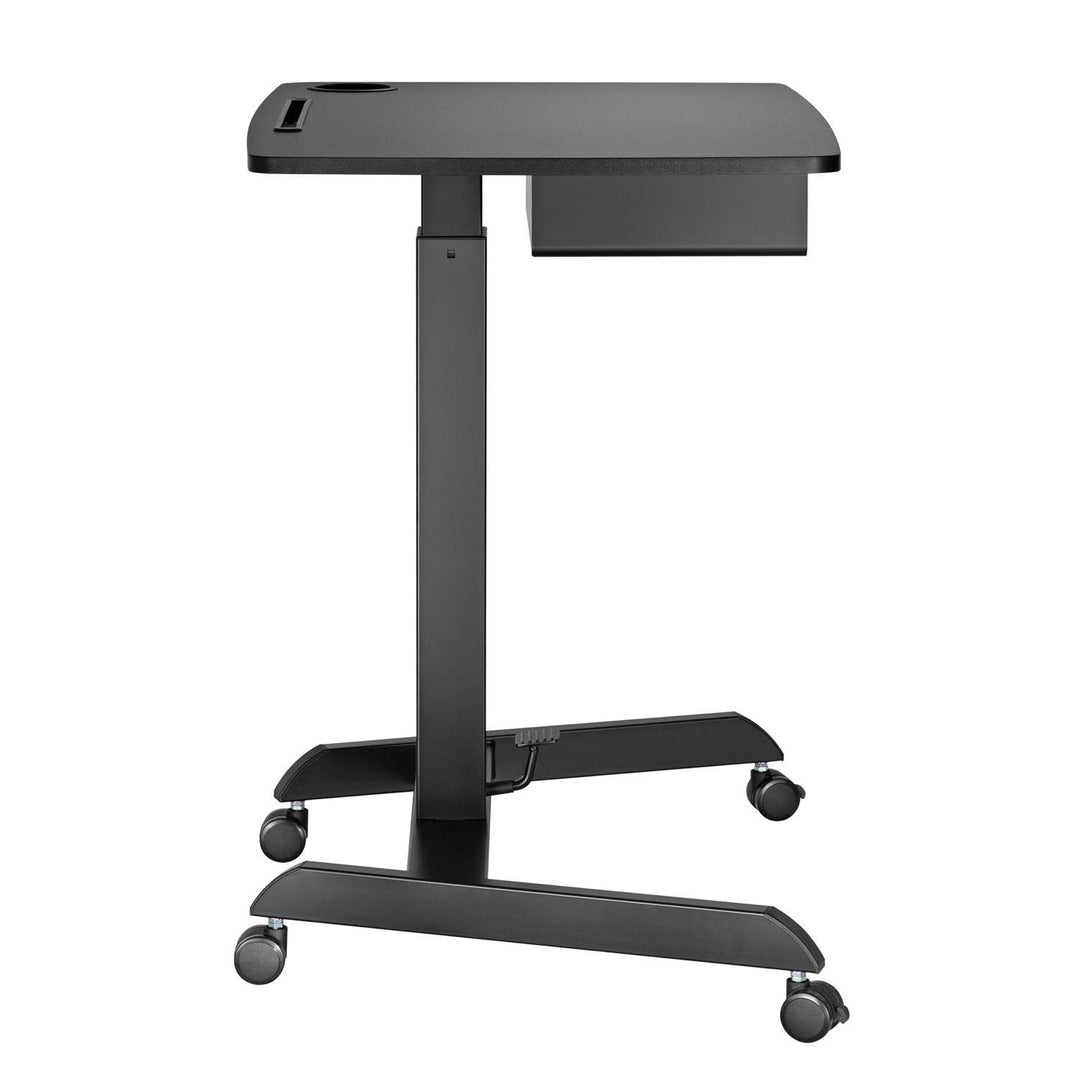 Höhenverstellbarer Laptoptisch mit Rollen und mit Einer Schublade Sitz-steh-Schreibtisch Höhenverstellbar bis max. 113cm max. 8kg (Schwarz)