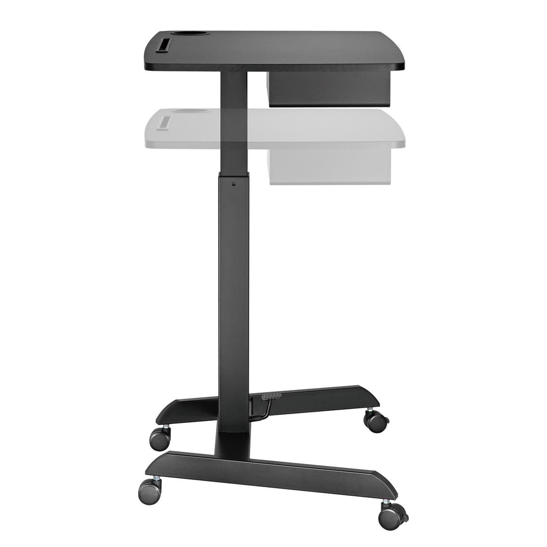 Höhenverstellbarer Laptoptisch mit Rollen und mit Einer Schublade Sitz-steh-Schreibtisch Höhenverstellbar bis max. 113cm max. 8kg (Schwarz)