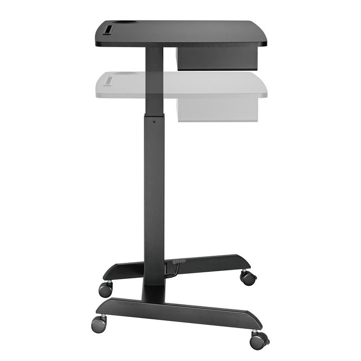 Höhenverstellbarer Laptoptisch mit Rollen und mit Einer Schublade Sitz-steh-Schreibtisch Höhenverstellbar bis max. 113cm max. 8kg (Schwarz)