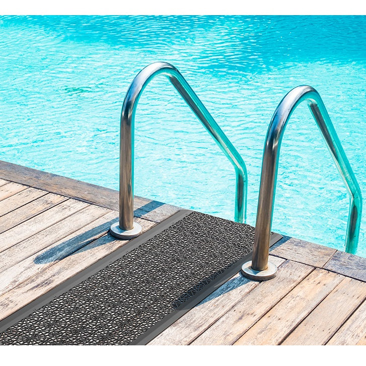 Mosaic Bodenmatte Bodenfliese Unterlage für Schwimmbad Sauna Bodenmodul Kunststoff Schwarz 39,7x39,7x1cm
