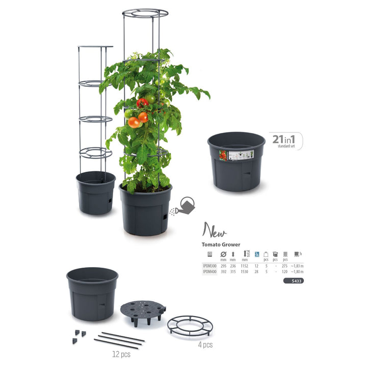Pflanzkübel Tomate Grower aus Kunststoff anthrazit 28L Tomatenzüchter IPOM400-S433