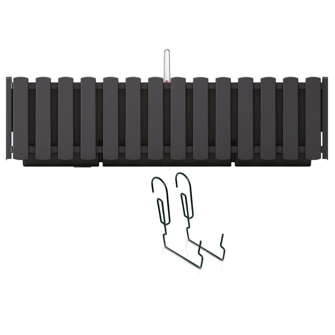 Boardee Fencycase Balkonkasten mit Aufhängung und Bewässerungssystem Blumenkasten Blumentopf mit Haken Pflanzkasten 58cm Anthrazit