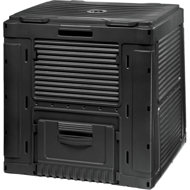 E-Composter Gartenkomposter aus Kunststoff 470L Schnellkomposter Deckel Klappbar 79 x 79 x 79cm Schwarz