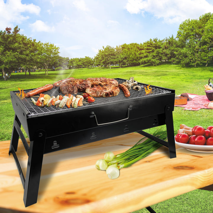 Maestro BBQ Grill MR1010 Koffergrill mit Gitter und Rost Holzkohlegrill Reisegrill Tischgrill Campinggrill Tragbar Faltbar