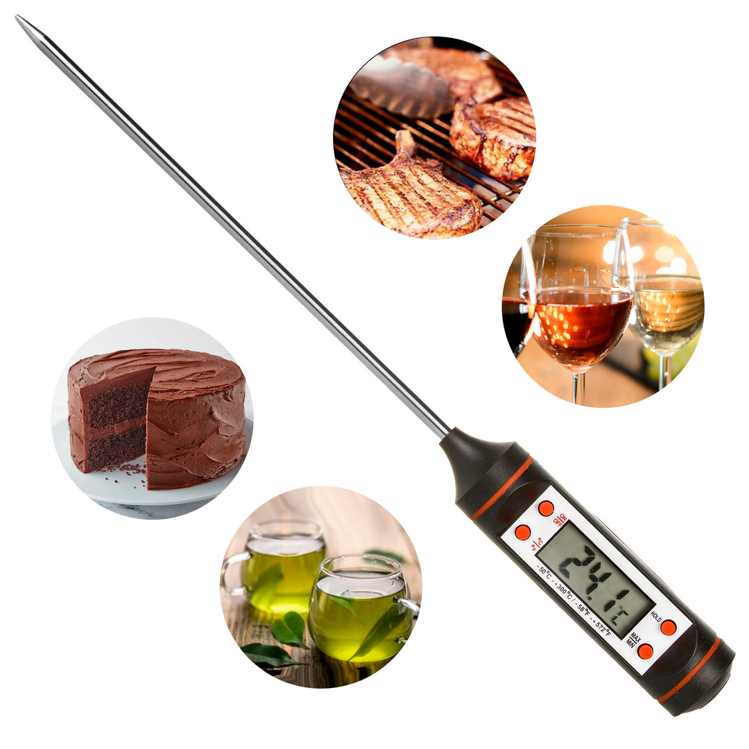Digitales Stiftthermometer Thermometer Fühler für Lebensmittel Lebensmittelthermometer von -50 °C bis ca. +300 °C LCD DIsplay