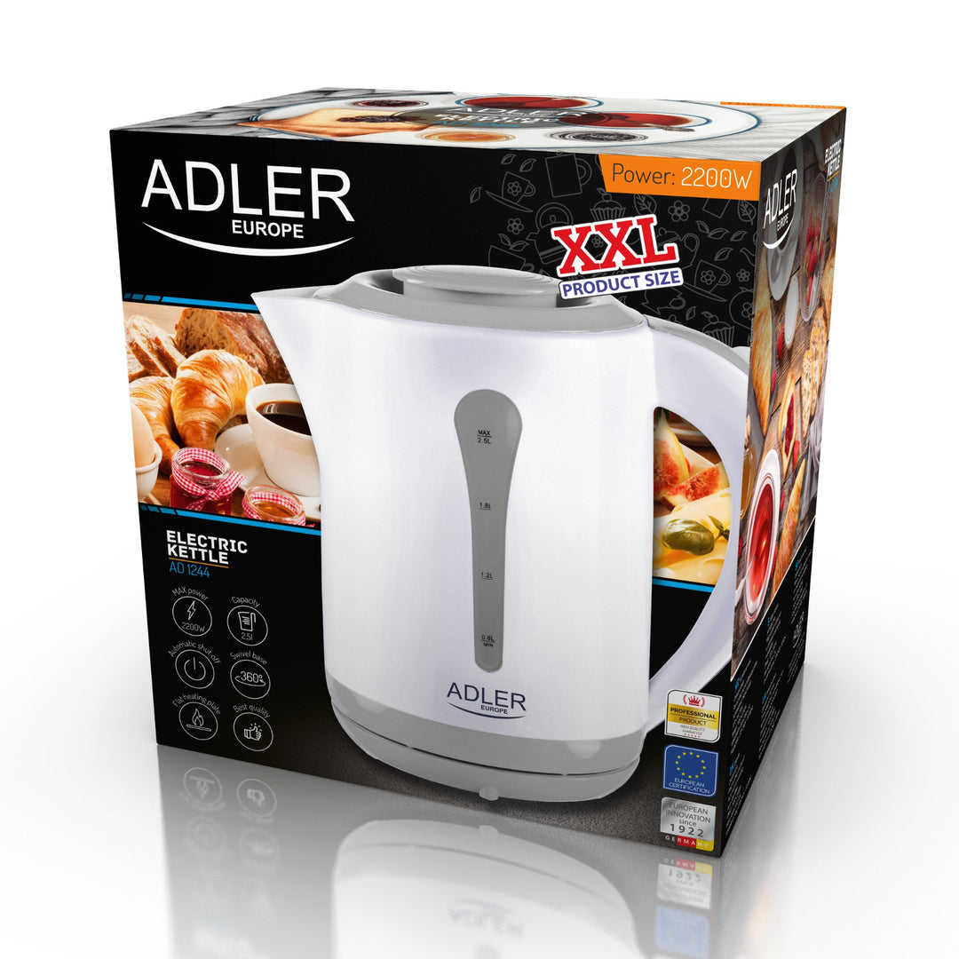 Großer XXL-Wasserkocher 2,5L Adler AD 1244 Leistung 2200W