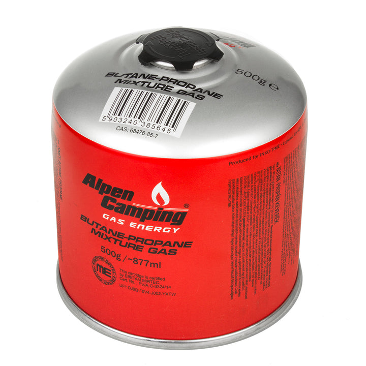 877 ml / 500g Gaskartusche mit Propan-Butan Schraubkartusche mit 7/16“ Anschluss für Gaskocher Campingkocher Bunsenbrenner Lötbrenner EN417
