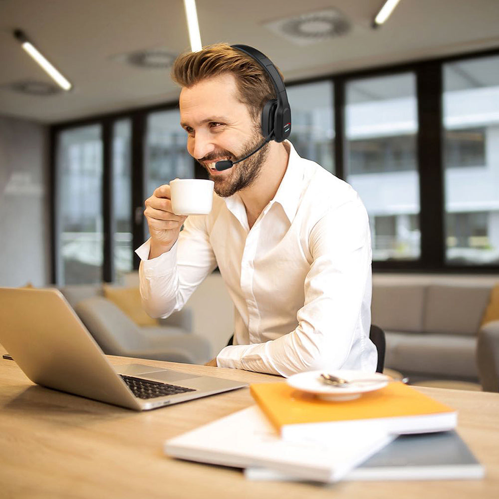 Bluetooth Headset mit Noise Canceling Mikrofon - Over-Ear Kopfhörer - Kompatibel mit Google Assistant & Siri