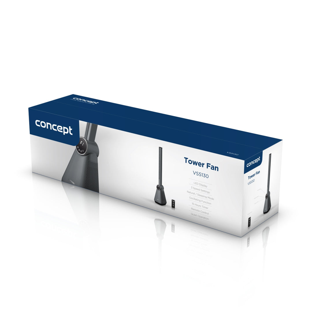 Turmventilator mit Fernbedienung 50W 101cm Standventilator mit Oszilation Ventilator 3 Geschwindigkeiten 15 Stunden Timer