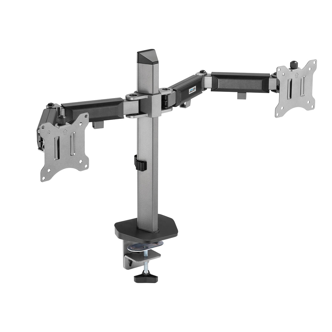 Deluxe 2-Fach Gelenk-Monitorhalterung Tischhalterung 17-32" Zoll Schwenkbar Neigbar Höhenverstellbar Doppelarm VESA 75x75 100x100 bis 2x9kg