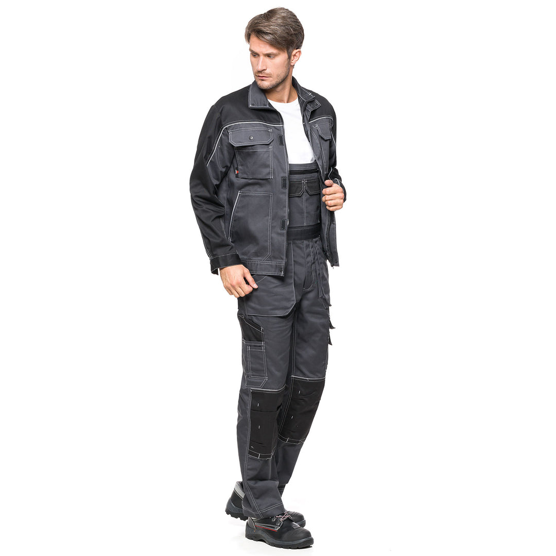 HELIOS Latzhose Herrenhose grau schwarz Gr. 48 (86-90)