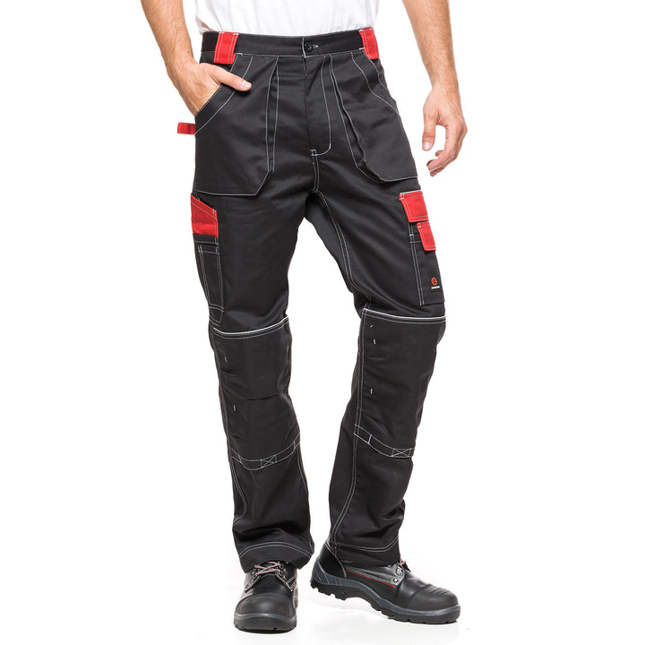Männerhose HELIOS Hose schwarz-rot Größe 58 (108-113)