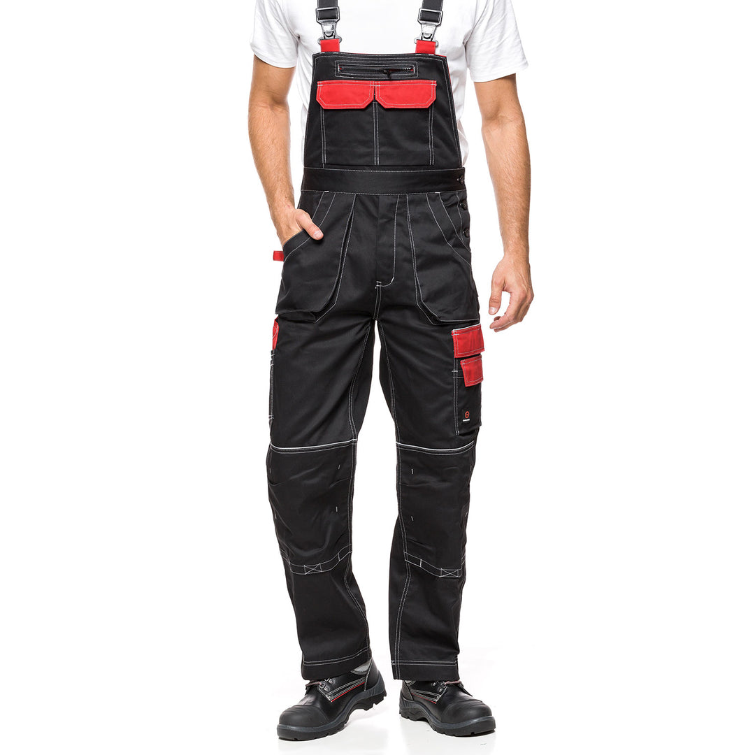 HELIOS Latzhose Herrenhose schwarz rot Größe 52 (94-98)