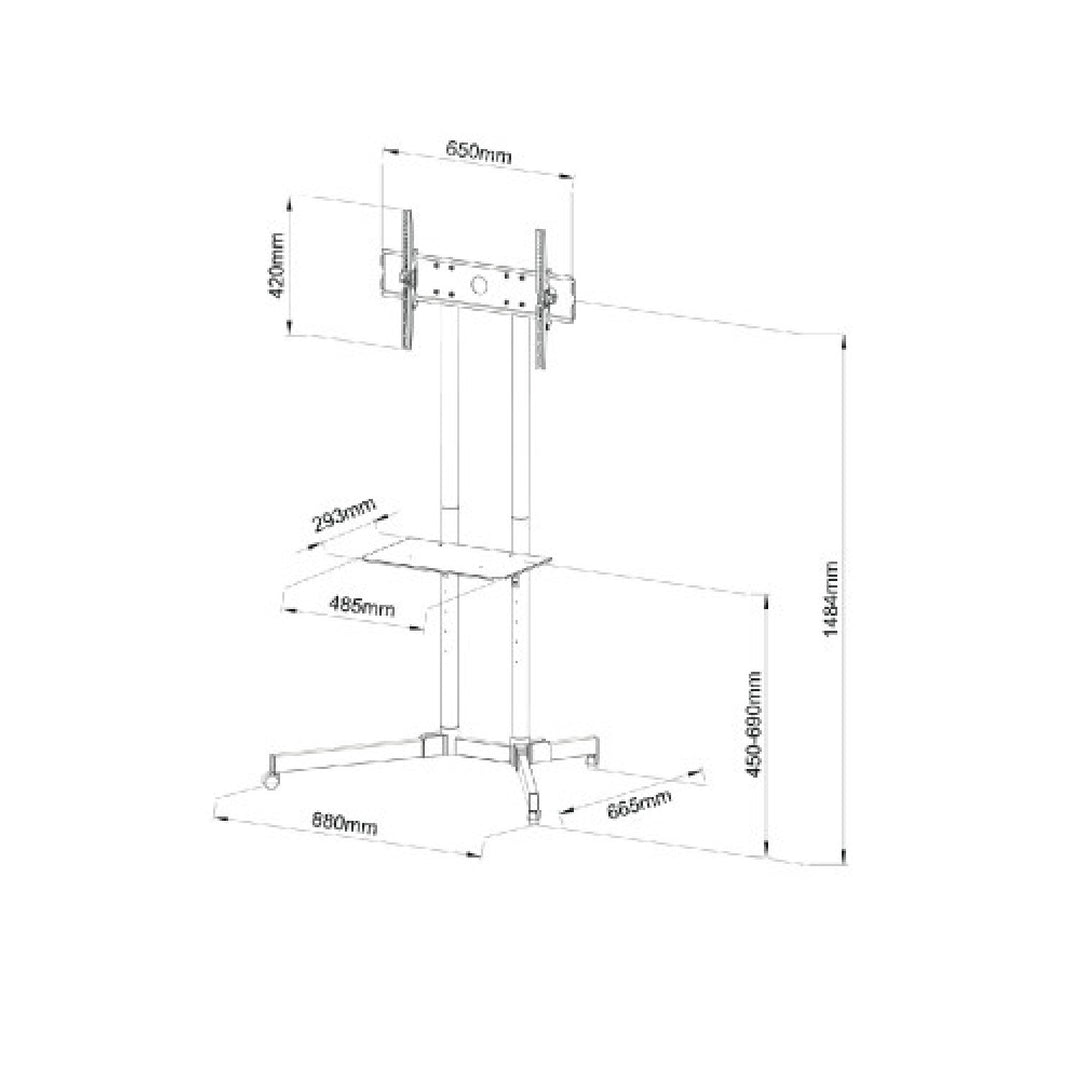 Universal Fernseher Halter mit Regal TV Halterung 30-65" Standfuß Ständer VESA 600x400 bis 60kg