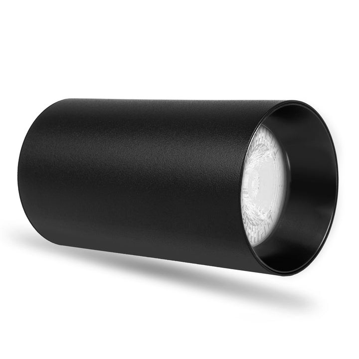 Deckenaufbauleuchte mit GU10 Fassung für LED & Halogen Leuchtmittel bis 35W 55x100mm Aufputz Aufbauleuchten Aluminium Rund Schwarz