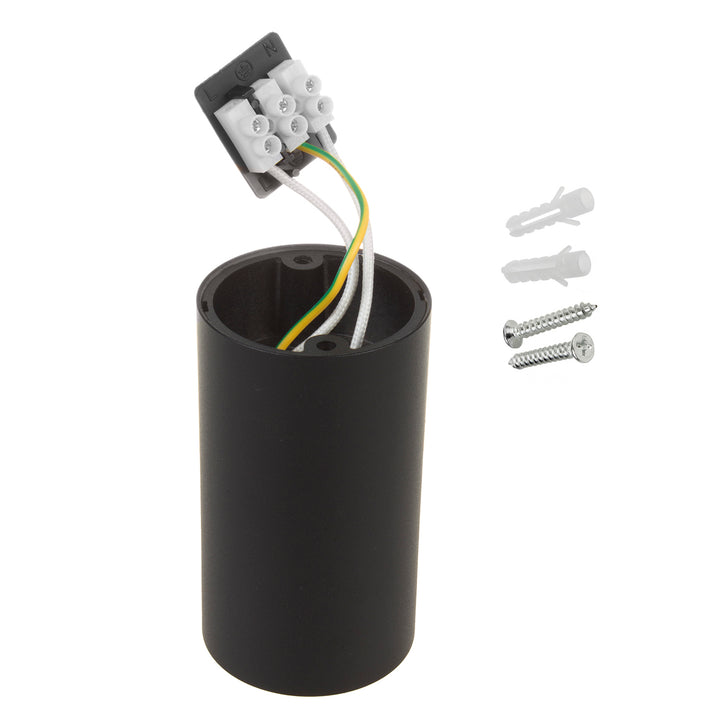 Deckenaufbauleuchte mit GU10 Fassung für LED & Halogen Leuchtmittel bis 35W 55x100mm Aufputz Aufbauleuchten Aluminium Rund Schwarz