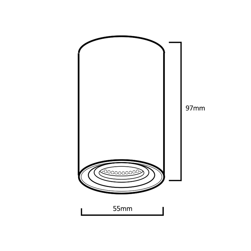 Deckenaufbauleuchte mit GU10 Fassung für LED & Halogen Leuchtmittel bis 35W 55x100mm Aufputz Aufbauleuchten Aluminium Rund Schwarz
